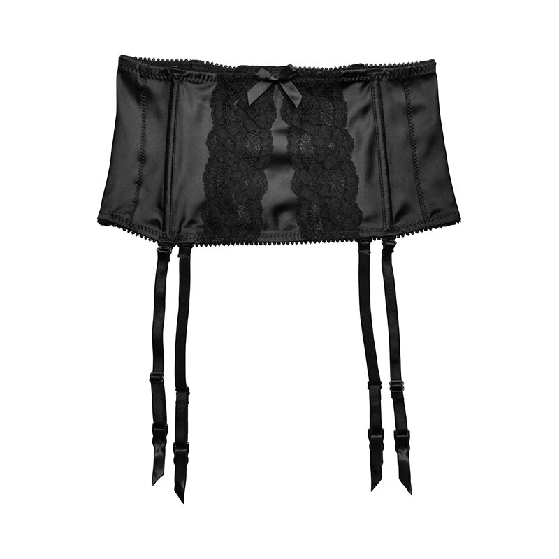 Black Women's Solid Color Satin Lace Trim Detachable Metal Buckle Sexy Thigh-High Stockings Garter Belt S516 Black Women's Solid Color Satin Lace Trim Detachable Metal Buckle Sexy Thigh-High Stockings Garter Belt S516