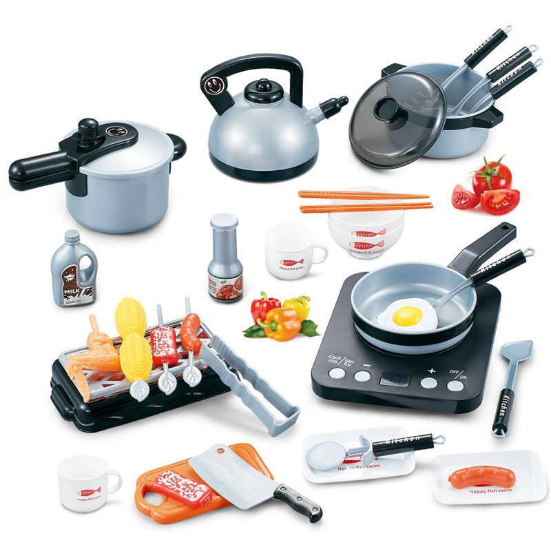 Children's puzzle play house wine kitchen toys electric simulation cooking electric rice cooker induction cooker 36 sets of kitchen utensils