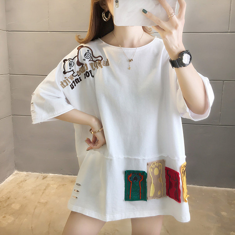 Pregnant woman T-shirt short sleeve pure cotton blouse female summer medium long version large size loose fashion Pregnant Short Pregnant Woman Summer Dress