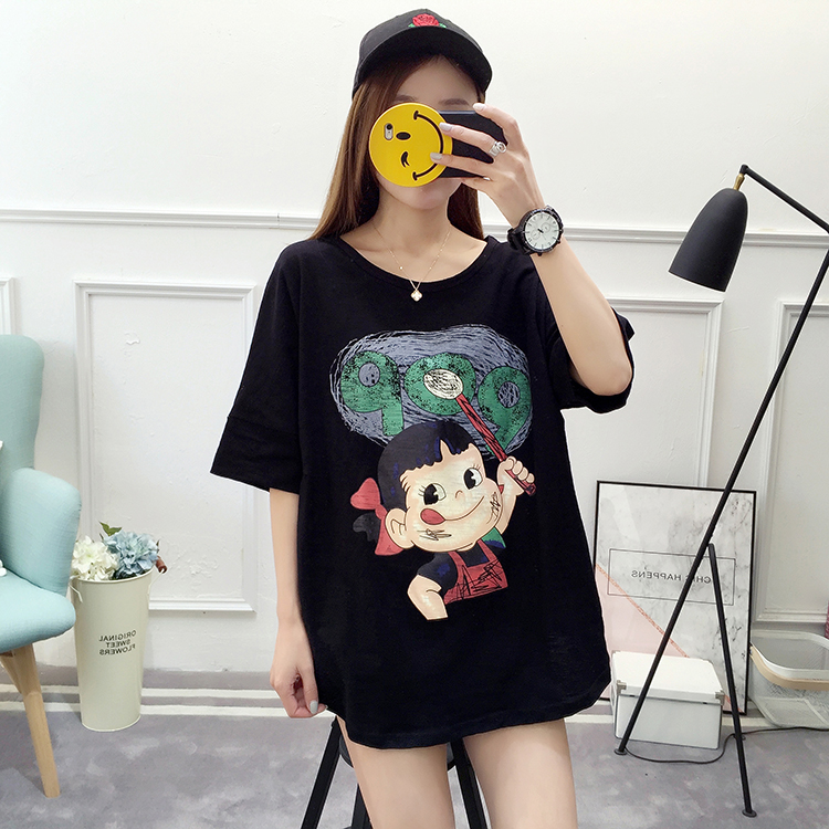 Thai sản váy mùa hè ngắn- tay phụ nữ mang thai t- shirt lỏng đáy áo sơ mi Hàn Quốc váy bông phụ nữ mang thai áo sơ mi thủy triều ngắn