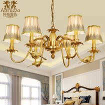All copper French chandelier European art pure copper lamp European lamp idyllic Mediterranean lamp bedroom living room lighting