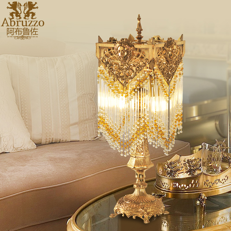 Full Copper Method Dewaxed Bronze Angel Flow Sucrystal Glass Art Bedside Table Lamp Villa Clubhouse Eurostyle Luminaire Accessories