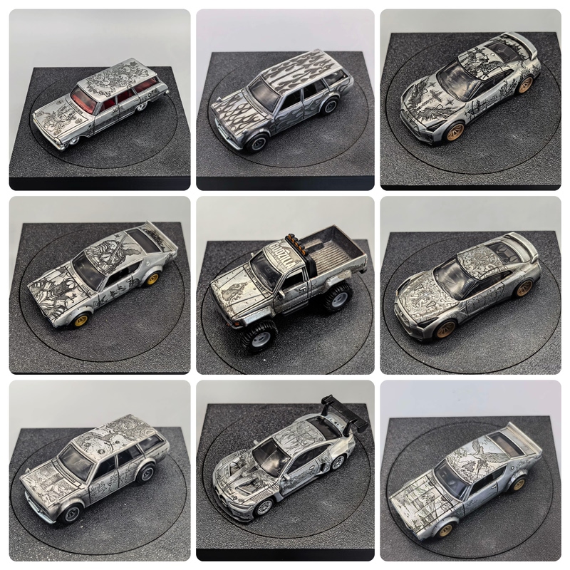 Hot Wheels Modified and Engraved Nissan Gtr Porsche 911R Day of the Dead Continuously Updated 1/64 Scale