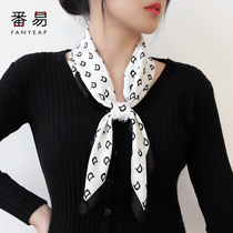 Silk towels small square towels female spring autumn matching shirt 100 lap slim fit Striped Scarf Tie Wrap Mom scarf bag Bag Strap