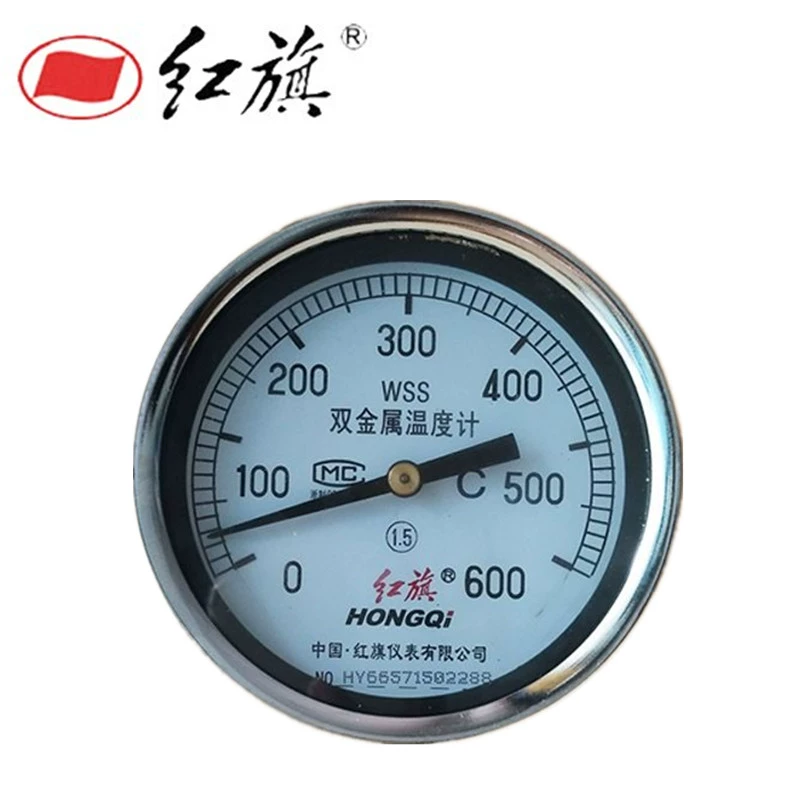 Nhiệt kế lưỡng kim Hongqi WSS-401 / WSS-411 hướng trục xuyên tâm -40oC -600oC công nghiệp nồi hơi