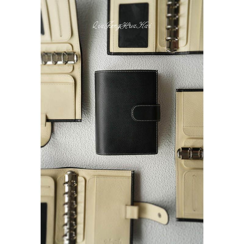 It's the Perfect Time for a Floral-Themed A7 Notebook with a Black Reef Design, Featuring a Black Rice Loose-Leaf Cover, a Diary, and Vegetable-Tanned Leather