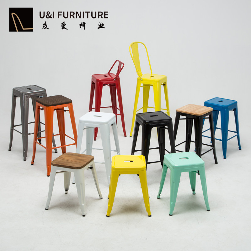 Industrial wind stainless steel color bar stool bar chair high stool Nordic loft modern iron multi-size home bar chair