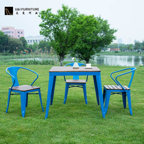 Balcony outdoor eucalyptus table and chair combination outdoor iron small coffee table simple casual table set can be made size