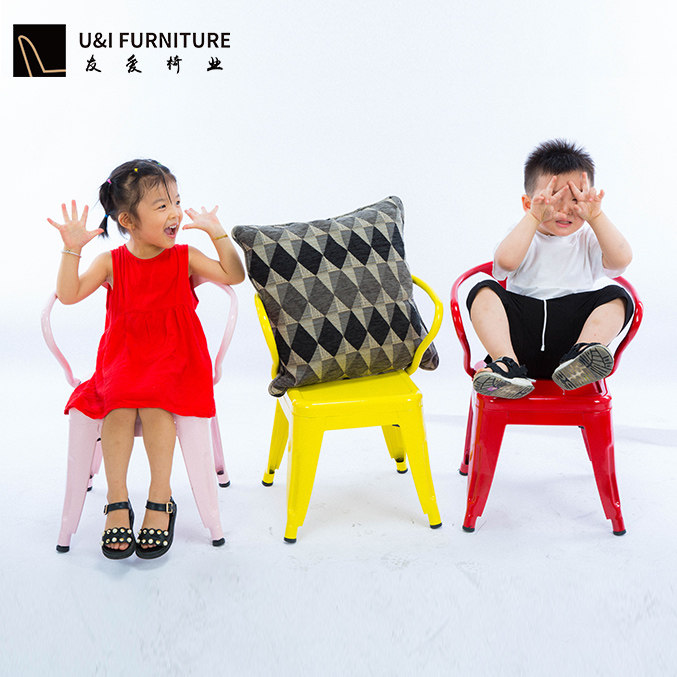 Iron children's chair industrial wind children's room furniture children's chair colorful kindergarten armchair back chair