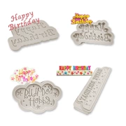 Chúc mừng sinh nhật fondant silicone lỏng khuôn bánh DIY trang trí bánh nướng dụng cụ làm bánh sô cô la chèn khuôn - Tự làm khuôn nướng
