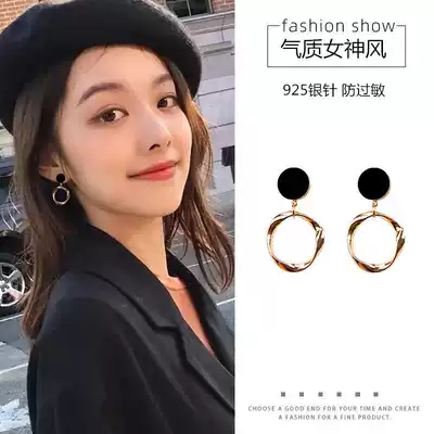 Earrings 2021 New Tide Korean temperament 925 sterling silver round earrings simple socialite