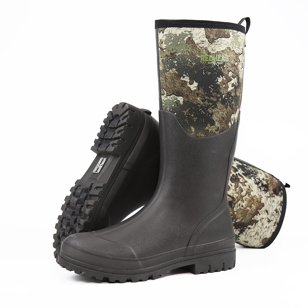 メンズハイトップモスプリントレインブーツアウトドアハンティングブーツ防水滑り止めフィッシングシューズジャングルカモフラージュウォーターシューズラバーブーツ
