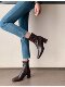 Genuine Leather Chunky Heel Short Boots for Women, Square Toe, 2025 New Spring and Autumn Single Boots, Retro High-Heeled Martin Boots, Chelsea Slim Boots