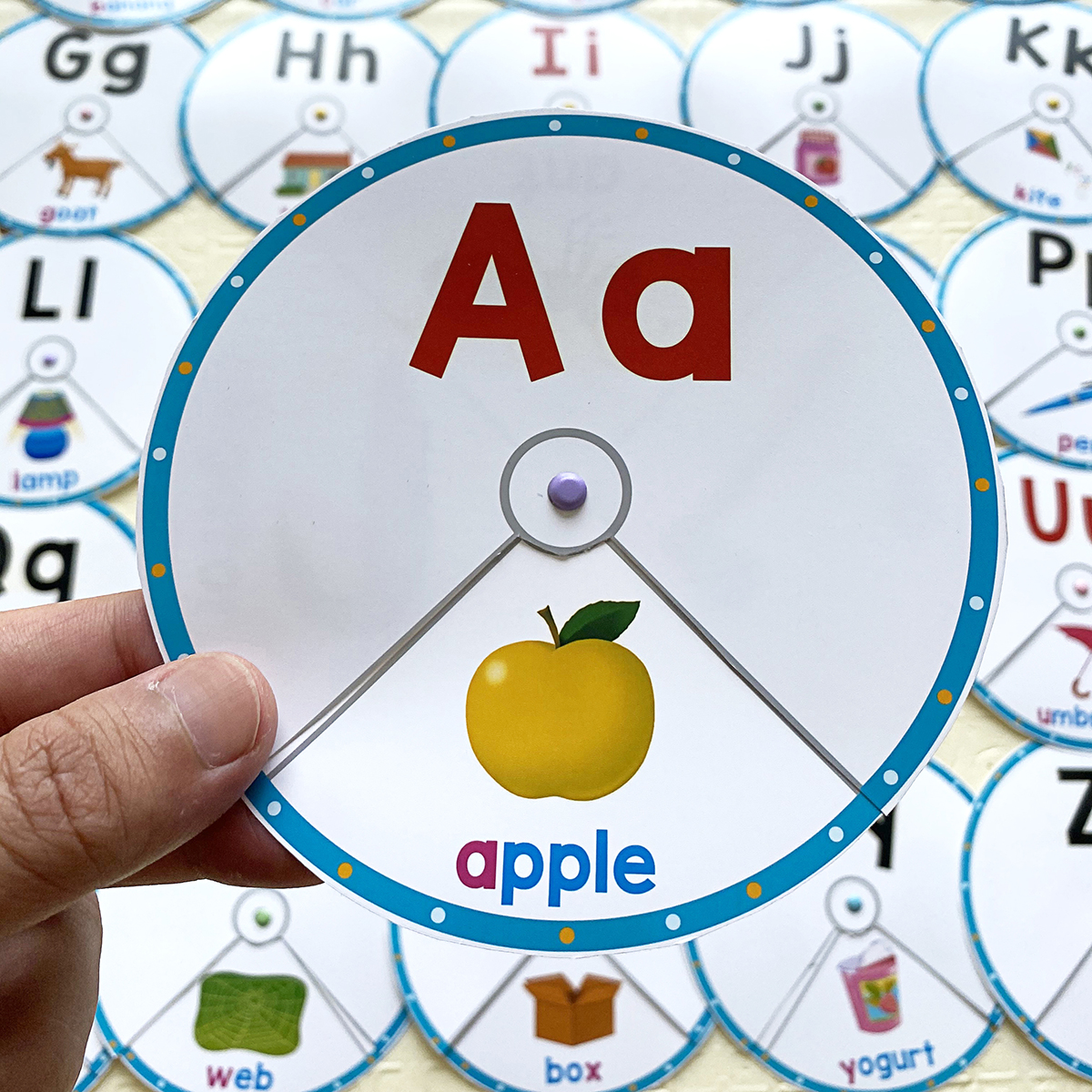 phonics English letter wheel disc card Wheel children's English manual fun table game word teaching props