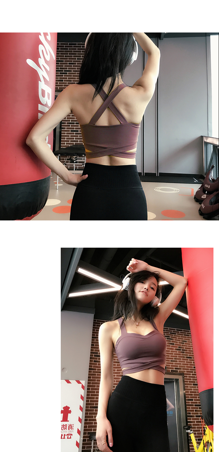 Độ bền cao chống sốc thể thao đồ lót phụ nữ thu thập khuôn mẫu cross-back vest chạy áo ngực áo ngực yoga áo tập gym nữ
