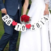 Custom wedding anniversary date flag-pulling Europe and America best selling marriage ins wind marriage confession flag-pulling wedding party