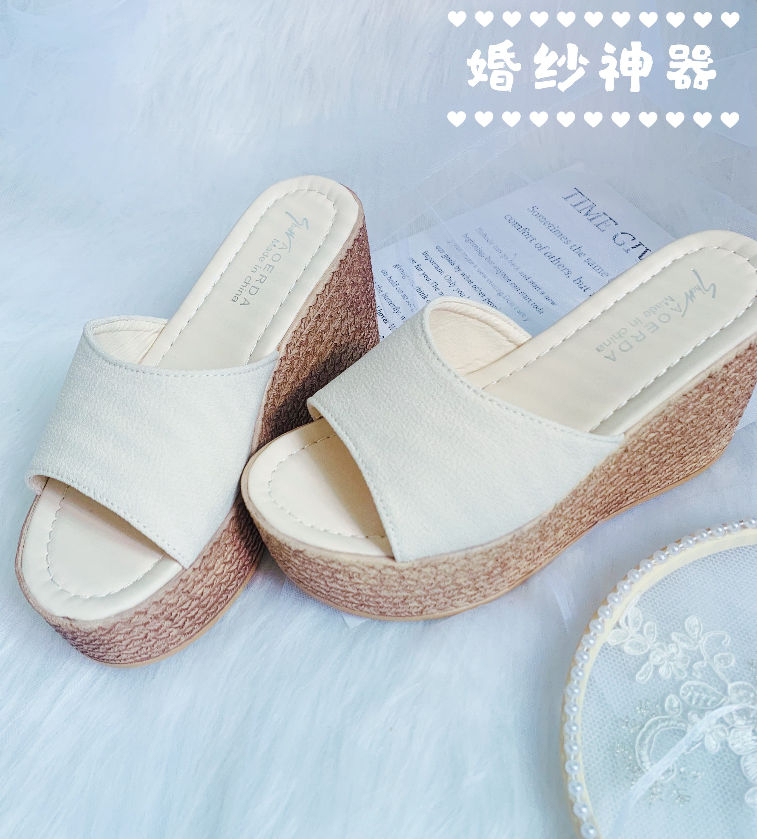 Wedding Dresses Thebride Thick bottom heightening Wedding Photos Wedding wedding Order White Pine Pastry High Heels 9cm-Taobao