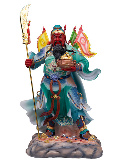 White Marble Guan Gong Statue, Guan Di, the God of Wealth, for Shop Fortune, Office Worship, and Decoration