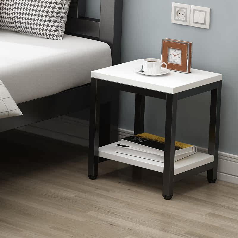 Iron bedside table solid wood modern minimalist light luxury bedroom minimalist small small solid wood net red new bedside table