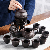 Zisha stone grinding plate rotating water automatic tea set lazy tea maker drinking tea kung fu tea cup teapot home set