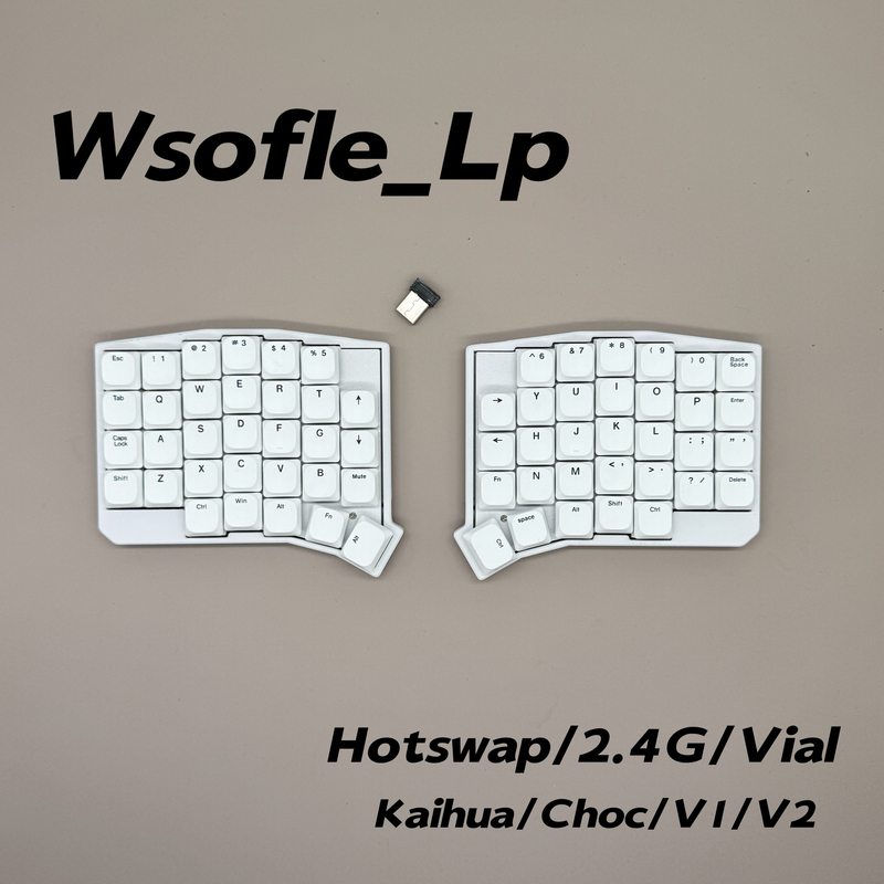 Low-Profile Wsofle Wireless Split Mechanical Keyboard 2.4g Ergonomic Split Hot-Swappable Keyboard Vial Modification