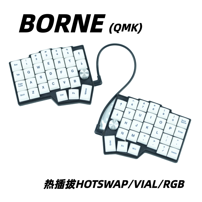 Borne Split Keyboard Dual-Handed Corne4X6 Ergonomic Qmkrgb Vial58 Split Keyboard