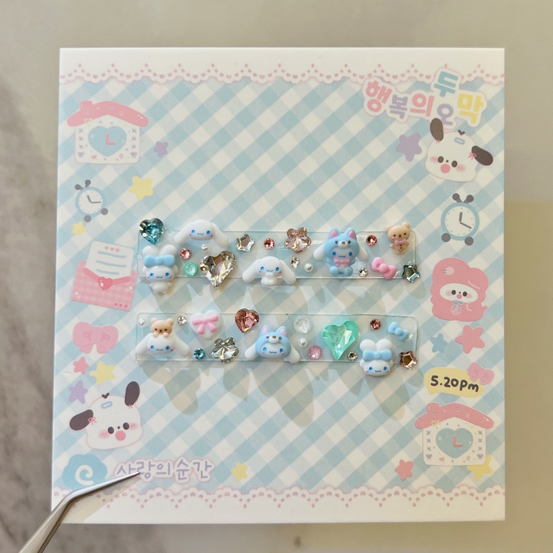 Huazi Diamond Nail Art Wearable Nails Super Cute Cartoon Cinnamon Dog Nail Art Diamond Material Kit
