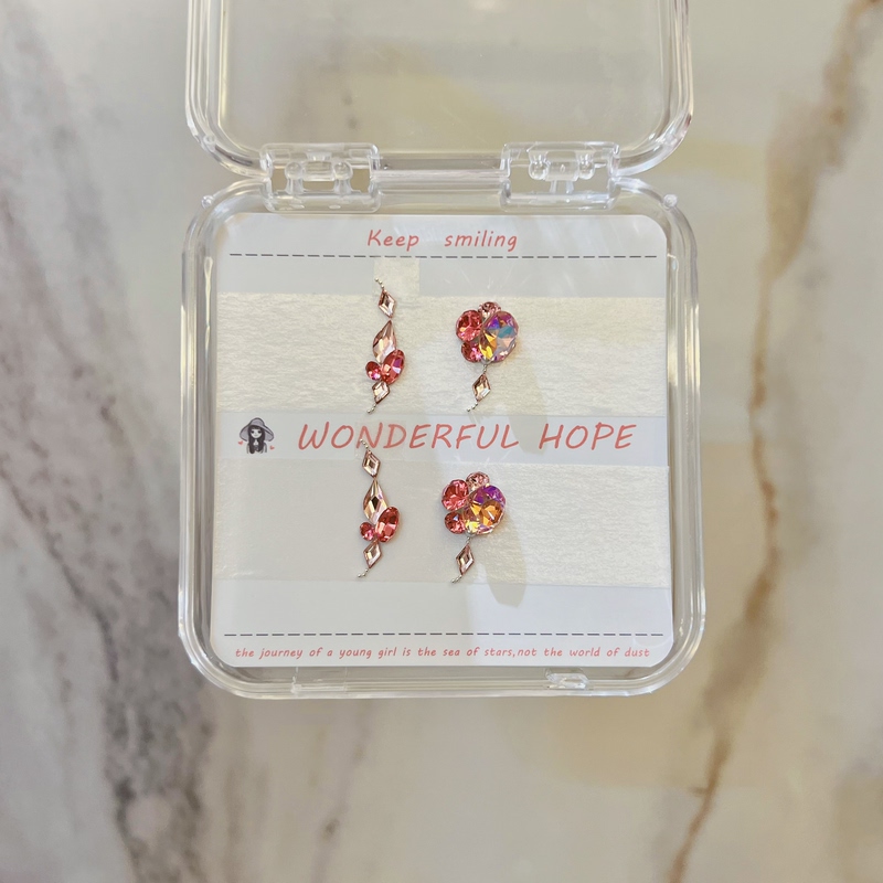 Huazi Diamond Pink Series Sweet Style Swarovski Nail Art Diamond Material Package Full Set