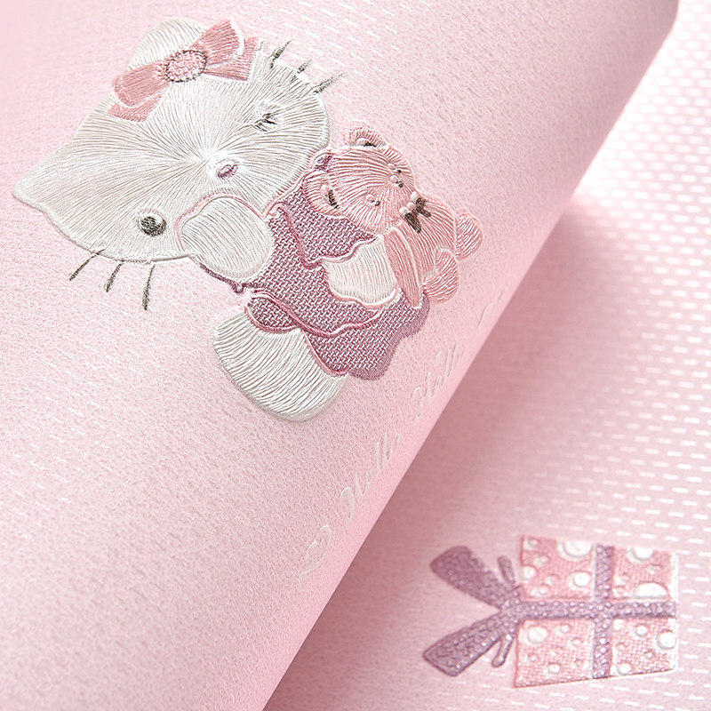 Self-adhesive non-woven wallpaper Sweet Pink Children Room Princess Girl Boy Bedroom Room Background Wall Wallpaper 3D