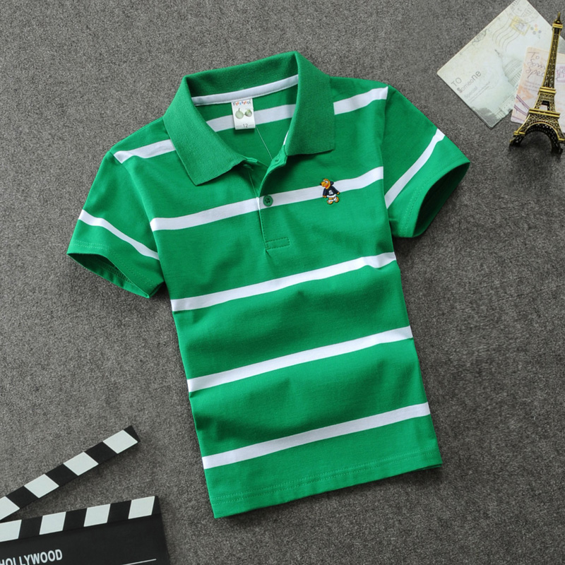 Mùa hè mới 2018 cho trẻ em ngắn tay áo thun sọc cotton cho bé trai áo phông bé gái dễ thương