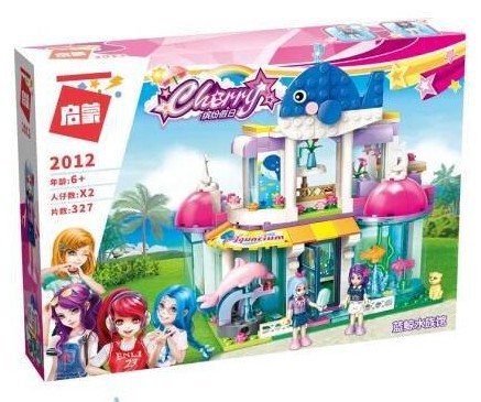 Qman building blocks genuine girl series Blue Whale Aquarium 2012-2014 Enjoy pizza car Star Dream KTV