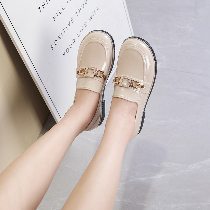 Rainshoe women waterproof low-slip and low-gang fashion wearing soft water shoes Short tube boots kitchen working glue shoes