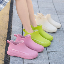 Four Seasons Rain Shoes Women Fashion Outwear Water Shoes Plus Suede Short Drum Rain Boots Wear Resistant Anti Slip Kitchen Work Car Wash Rubber Shoes