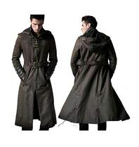 Rigel men long hooded leather coat leather trench coat coat B07H7PZ8RZ USA direct mail