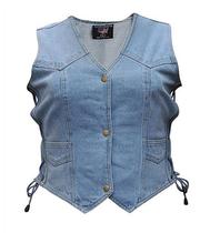 Allstate Leather Womens Fashion Denim Vest AL29802XL Direct Shipping from the United States