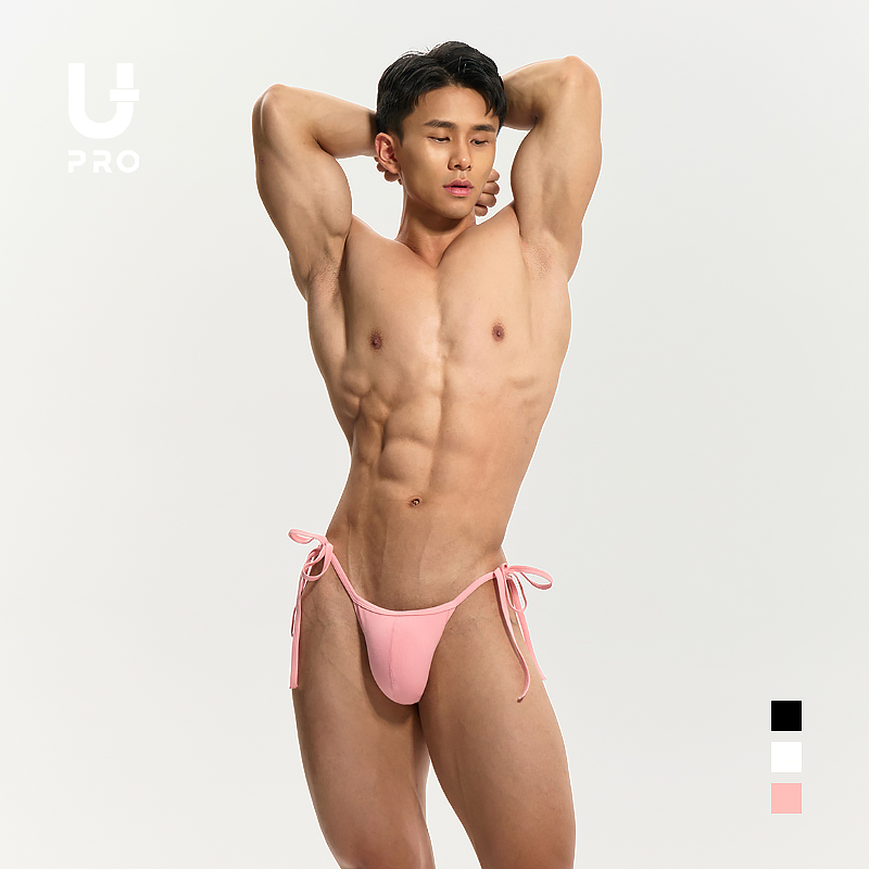 Upro Men's Sexy Ribbed Bow Adjustable Detachable Briefs Men's Shorts