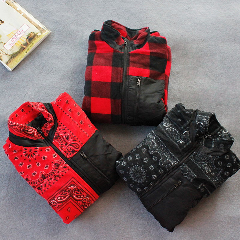Foreign Trade European and American Style Fleece-Lined Quilted Jacket, Spring and Autumn Retro Plaid Fleece Coat, Paisley Large Size Jacket, Wanquwu