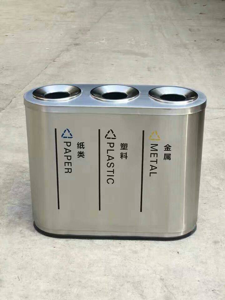 South Three classification eco-friendly stainless steel 304 Tube mall Trash Cans Collection hotel Doorway Fruit Leather Case Recycling