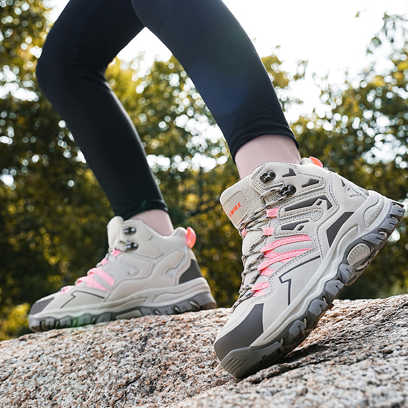 American Foreign Trade Outdoor Hiking Shoes for Women, High-Top Breathable Casual Sports Shoes, Waterproof and Non-Slip Hiking Shoes, Women's Travel Shoes