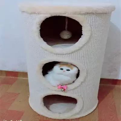 Multi-cat sub-layered three-hole sisal tube cat cat cat nest cat house hanging sisal ball without Model cat