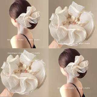 超大发圈~双层网纱布艺褶皱超大号旅行发卡大肠圈发圈扎马尾头花