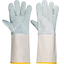 Labor-protection gloves welding soft and abrasion-insulating canvas durable electric welding gloves Hukou Reinforced lengthened cow leather