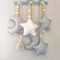 ins Nordic Star Moon Beaded Tassel Hanging Children's Room Crib Tent Mantle Decorative Children's Room