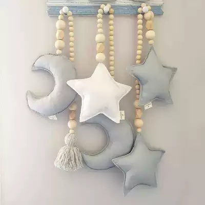 ins Nordic stars and moon beaded Su hanging decoration Children's room Baby bed Tent bed curtain decoration Children's room