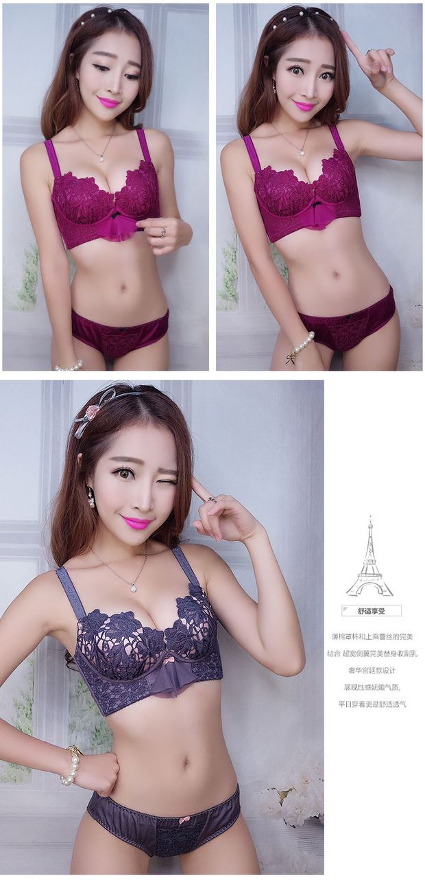 [Scherrer] mùa thu và mùa đông ấm áp không có vành gợi cảm thêu ngực nhỏ dày lên tập hợp gần với bộ ngực áo ngực do lot nu