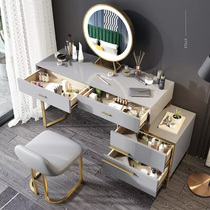 Bedroom light luxury dressing table simple modern storage cabinet one-piece makeup table Nordic ins Net red with light dressing table