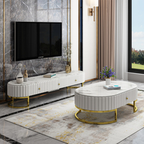 Post-modern marble TV cabinet coffee table combination set simple European living room light luxury style home bedroom creativity
