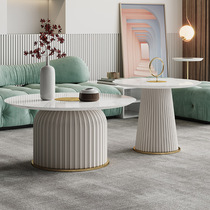 Net red round tea table small family style living room designer Creativity High and short tea table Composition light extravagant modern rock plate tea table