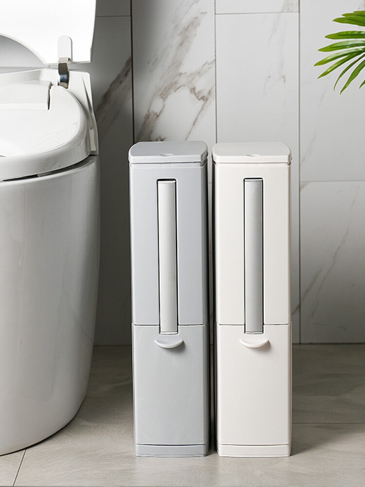 Japanese powder room trash can slit toilet brush set Household one-piece rectangular toilet flat small paper basket