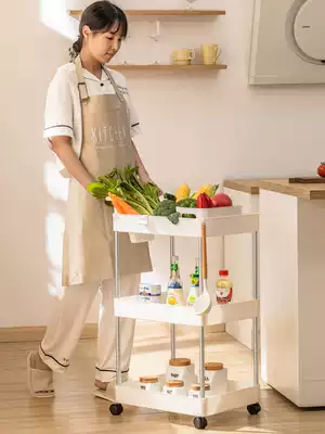 Kitchen shelf floor-to-floor multi-layer movable household vegetable basket ground-type slit layered storage shelf